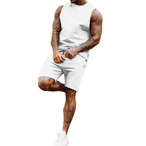 Premium Fitness Workout Clothing Lightweight Fabric Quick Dry Comfortable Fit For Training Men Sleeveless T Shirt Short <b>Set</b> - Product Image 1
