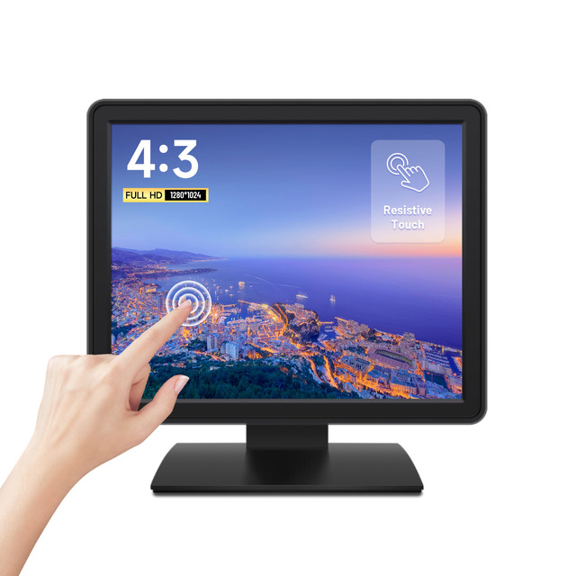 Industrial 10.4 12 15 17 19 Inch Resistive Touch Monitor 1280x1024 LCD Display for Kiosk Self-service Terminal POS System