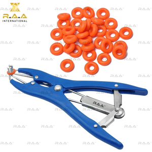 Elastizador de Cola de Oveja, Banderizador de Acero Inoxidable de 8.26 Pulgadas, Instrumentos Veterinarios, 100 Anillos y Bandas para Ganado, Terneros, Corderos y Ovejas - Product Image 5