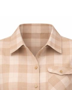 Custom Beige And Plaid Womens Short Sleeve Button Up Shirt Casual Summer Lightweight Breathable <b>Checkered</b> <b>Top</b> With Pocket - Product Image 5