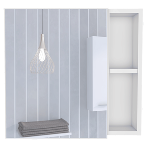 Armadietto per medicinali a porta singola con due ripiani esterni e tre ripiani interni, specchi da bagno bianchi 18H - Product Image 3