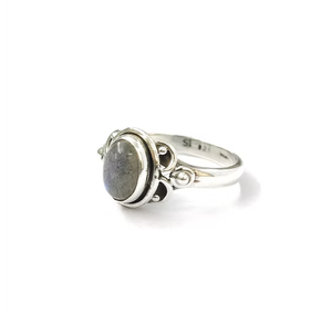 Dainty Labradorite Gemstone <b>Ring</b> <b>Set</b> In 925 <b>Sterling</b> <b>Silver</b> Handcrafted Minimalist Smooth Fit <b>Ring</b> Perfect For Gift - Product Image 2