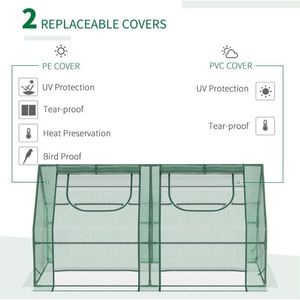 Serra da Giardino Portatile con Due Coperture in PE/PVC, Telaio in Acciaio, 2 Finestre Avvolgibili - 6 X 3 X 3 Hot House - Product Image 6