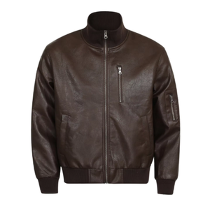 Chaquetas de cuero al por mayor para hombre, chaqueta de cuero genuino para otoño e invierno, estilo urbano teñido liso, OEM ODM - Product Image 1