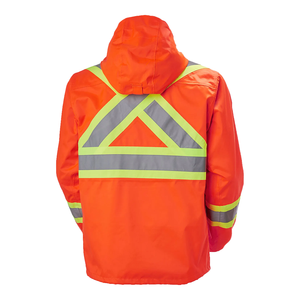 Chaqueta Impermeable Reflectante de Alta Visibilidad Naranja con Capucha para Trabajo Industrial y Uso en Exteriores para Hombre a Precio Económico - Product Image 2