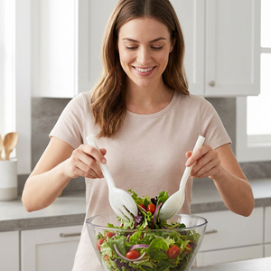 Serveurs à salade en résine écologiques, modernes et faits à la main, de qualité alimentaire, durables, compatibles lave-vaisselle et micro-ondes - Product Image 1
