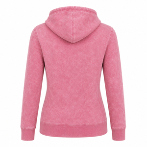 Sweat à capuche décontracté pour femme en molleton doux, délavé à l'acide, finition vintage, coupe décontractée, poche kangourou, confortable - Product Image 2