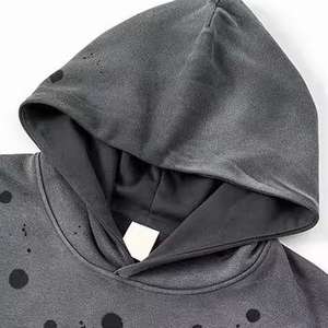 Sudadera con Capucha para Hombre, Estilo Vintage, Desgastada, con Efecto de Salpicaduras de Pintura, Lavada al Ácido, sin Cordón, Personalizable - Product Image 2