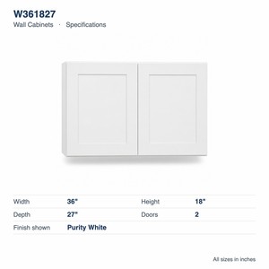 Kitchen <b>Cabinets</b> in Stock 36 x 18 Inch Kitchen <b>Wall</b> <b>Cabinet</b> <b>White</b> and Gray Shaker Door Plywood Box W361827 - Product Image 6