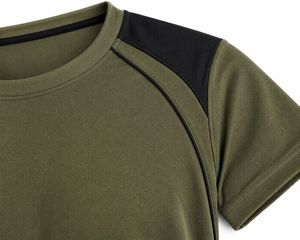 Camiseta de Manga Corta para Hombre, Color Verde Oliva, Cuello Redondo, Ajuste Regular, Deportiva, Transpirable, de Secado Rápido, Tejido de Punto con Spandex - Product Image 2