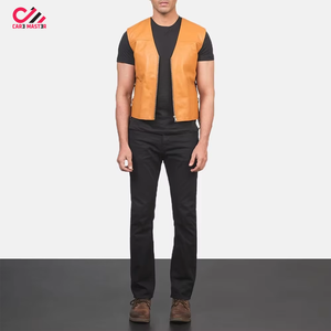 Chaleco de Cuero Marrón para Hombre con Cuello en V, Transpirable, de Secado Rápido, Ropa Exterior Informal para Invierno, Servicio OEM Disponible - Product Image 2