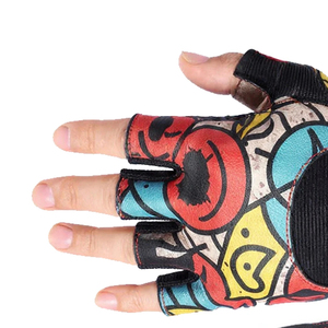 Colorful Half Finger Fitness <b>Gloves</b> PU Leather Weight Lifting Gym Training <b>Gloves</b> with Adjustable Wrist Strap - Product Image 3