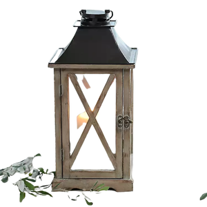 Farol de Madera Rústico Clásico Ecológico de Tamaño Personalizado, Portavelas de Cristal para Chimenea, para Exteriores - Product Image 6