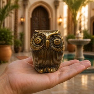 SHUBHAM <b>Owl</b> <b>Garden</b> <b>Ornament</b> Brass Animal Sculpture Gold-Plated Finish Customized Casting Decor Antique Modern Thanksgiving Patio - Product Image 3