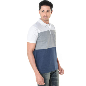 Camiseta de punto 100% algodón para hombre al por mayor, con logo bordado personalizado, bolsillo, antiarrugas, estilo urbano, cuello vuelto - Product Image 2