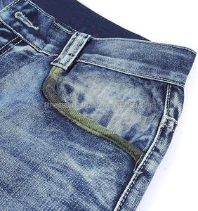 Shorts en jean décontractés pour hommes, coupe ample, vintage, délavés, extensibles, avec logo personnalisé, couleur unie, tendance été - Product Image 3