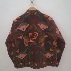 TrendingWomens Boho Suzani Velvet Jacket Floral Hand Embroidered Short <b>Coat</b> Winter Style Wholesale Price - Product Image 2