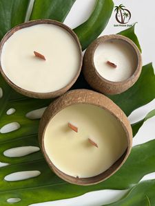 Vela de spa de cáscara de coco de 300 gramos, cera de coco con aceite esencial de coco natural al mejor precio de proveedor vietnamita - Product Image 6