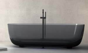 Baignoire de massage autoportante transparente moderne avec drain, en résine durable et écologique, pour bain à remous intérieur en appartement, 40 jets - Product Image 3