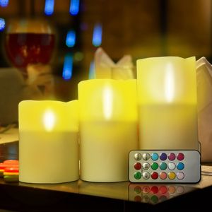 Lot de 3 bougies LED sans flamme scintillantes, télécommandées, avec minuterie, sans fil, à piles - Product Image 3