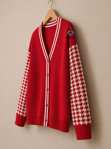 HMR Women's Customized Logo Delta Sigma Long Sleeve Loose Fit Top New Style Knit Neck <b>Cardigan</b> for <b>Spring</b> Early Summer Autumn - Product Image 2