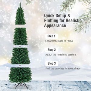 Albero di Natale a Matita Sottile da 2,7 m con 1500 Rami Realistici in PVC e Finitura Floccata, Design Salvaspazio per Angoli Piccoli - Product Image 6