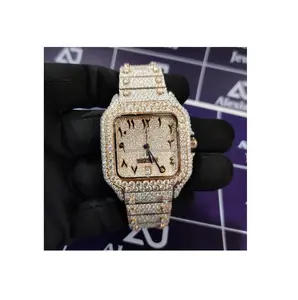 Nouvelle arrivée Hip Hop Iced Out Diamond VVS Moissanite Montres pour hommes femmes Full Diamond Watch de l'Inde à prix réduit