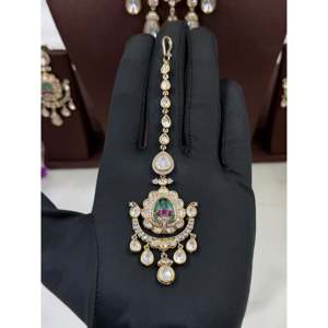 Indian Ethnic Fine Jewelry Set-Divya Victorian Gold Plated Moissanite Choker Necklace for Bridal & Festival - Product Image 5
