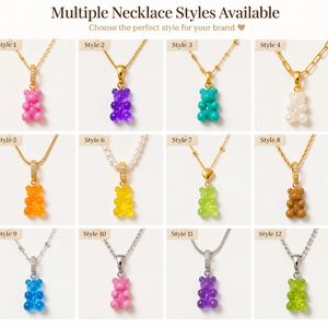 Colorful Epoxy Resin Gummy <b>Bear</b> Necklace with Link Chain Translucent Acrylic Animal Choker for Daily Wear - Product Image 5
