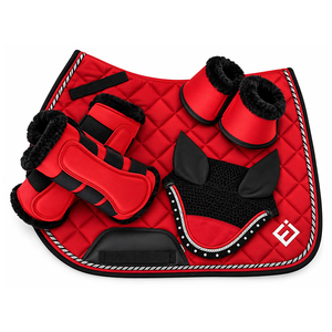 Tapis de selle de dressage matelassé rose doré avec doublure polaire et sangle de selle en polyester - Product Image 5