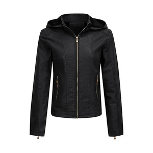 Nouvelle arrivée, veste en cuir PU pour femmes, taille plus, épaisse, en polaire, imperméable, respirante, coupe-vent, logo personnalisé - Product Image 2