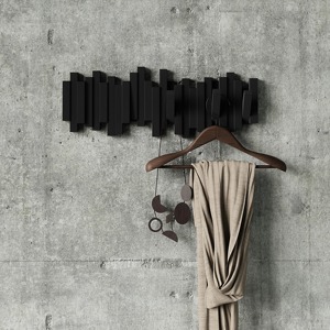 Minimalist Wall Mounted <b>Coat</b> <b>Rack</b> 10 <b>Hooks</b> Metal Drill Installation for Clothing Space Saving Design - Product Image 3