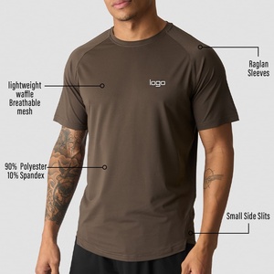 T-shirt de sport pour homme OEM Nofyan Ind Custom à séchage rapide, dos allongé, maille gaufrée, fentes latérales, pour entraînement et fitness - Product Image 5