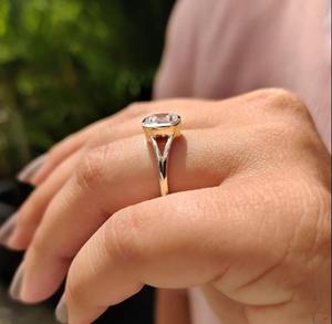 Luxury east west marquise solitaire <b>diamond</b> engagement <b>ring</b> with sleek minimalist band elegant bridal fine jewelry collection - Product Image 4