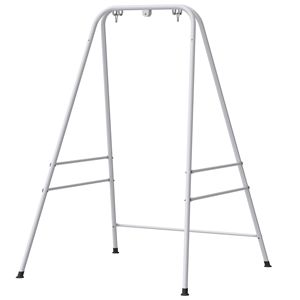 White 2 Carabiners Indoor/Outdoor Adjustable Wicker <b>Hammock</b> Chair Stand with Anti-Slip Foot Pads Portable for Hotels - Product Image 1