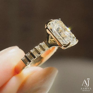 Anillo de Compromiso AARVA JEWELS con Moissanita de Corte Radiante, Chapado en Oro Rosa de 18K, Anillo Solitario para Mujer, Aniversario de Bodas - Product Image 3