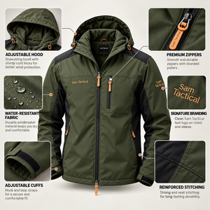 Sam Tactical Herren Winddichte Kapuzenjacke Herbst Farbblock Sportliche Oberbekleidung Großhandelspreis OEM Anpassung Atmungsaktiv - Product Image 6