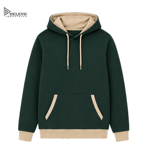 Sweat à capuche unisexe bicolore personnalisé OEM en gros, sweats à capuche vierges en molleton de coton avec poignets côtelés contrastants - Product Image 1