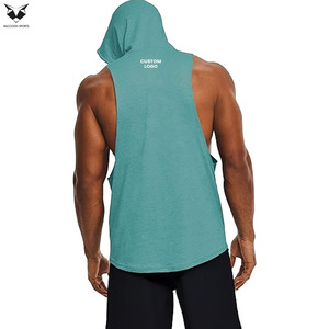 Newest Men's Cut Off <b>Workout</b> Sleeveless <b>Hoodies</b> In Solid Color Gym Muscle Tank Training Gym Wear Customized Made For Men - Product Image 2