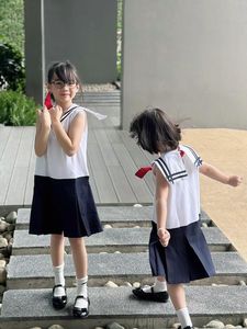 Jolie ชุดเดรสแขนกุดผ้าคอตตอน100% ทรงเอไลน์สำหรับเด็กผู้หญิงชุดเดรสแขนกุดสไตล์ญี่ปุ่นผสมยาวเท่าเข่าสีแดงขายส่ง - Product Image 3