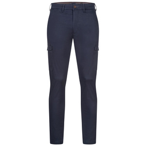 Pantalon cargo homme bleu marine coupe droite multi-poches en coton style décontracté mi-lourd taille élastique braguette boutonnée - Product Image 5