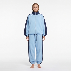 Ensemble de survêtement court d'hiver pour femmes, veste à col montant zippée et pantalon de jogging, deux pièces - Product Image 1