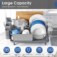 Égouttoir à vaisselle vertical en acier inoxydable 304 grande capacité avec drainage automatique, panier à couverts amovible et conception résistante à la rouille