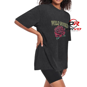 Camiseta Extra Grande para Mujer ORVO SPORTS, Cuello Redondo, Manga Corta, Algodón Lavado, Logotipo Estampado en la Parte Delantera, Estilo Casual - Product Image 4