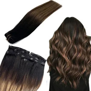 Extensions de cheveux humains bruns, tête entière, Remy, brésiliennes, lisses, pour femmes - Product Image 6