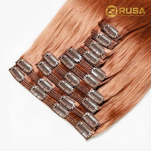 ผมต่อแบบคลิปอิน RUSA เวอร์จิ้นแท้จากเวียดนาม เรมี่ ซุปเปอร์ดับเบิ้ลดรอว์น สีน้ำตาล เย็บด้วยเครื่องจักรแบบดับเบิ้ลเวฟท์ ขนาด 10-34 นิ้ว ทนความร้อนได้ทุกแบบ - Product Image 4