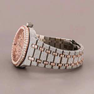 Reloj de Pulsera de Acero Inoxidable con Movimiento de Cuarzo, Esfera Blanca, Diamantes VVS y Moissanita para Hombre, en Oferta a Bajo Precio - Product Image 4