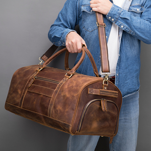 Sac de voyage en cuir véritable pour homme avec pochette à chaussures, sac de week-end, sac de voyage pour homme en cuir - Product Image 3