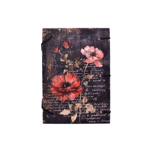 Carnet de notes A5 vintage à motifs floraux, fait main, 100 pages |   Journal écologique avec fermeture à bouton, 100% fait main - Product Image 2