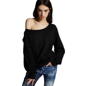 Sudadera con hombros caídos personalizada con estampado de perlas, de manga larga, estilo holgado, para envío directo - Product Image 1